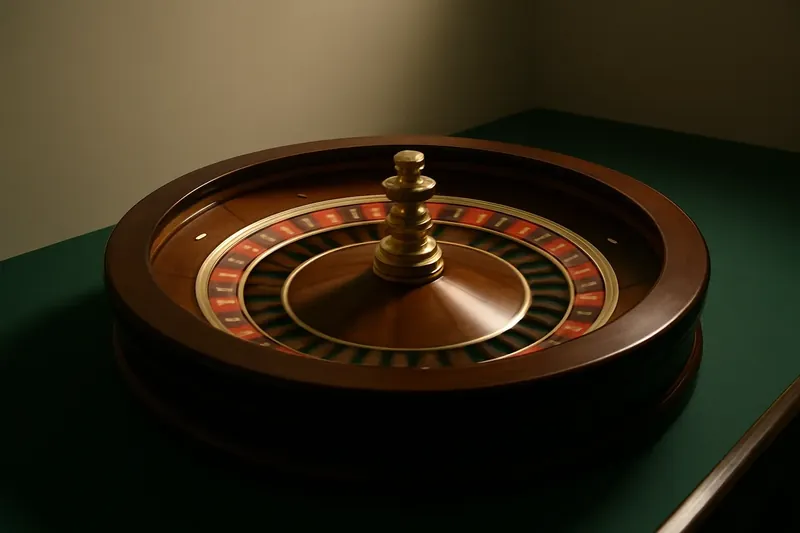 Close-up of live roulette wheel spinning in elegant casino lighting